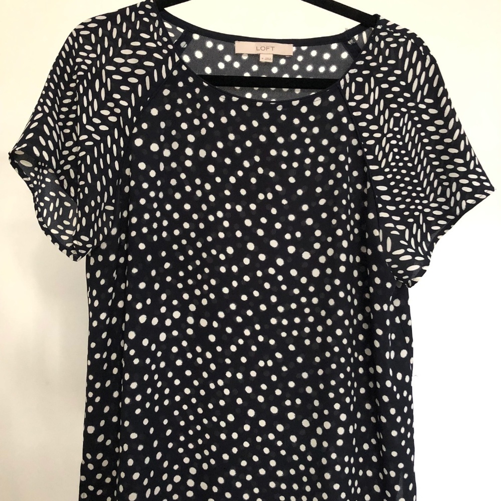 Navy brush dot top